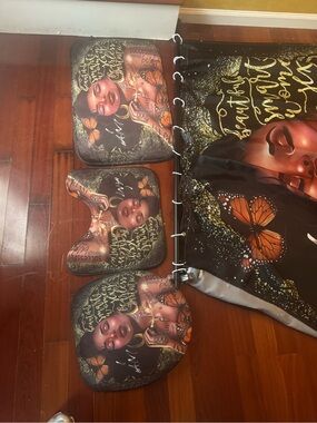 Brown & Orange Butterfly Afrocentric Bath Set - 4 Piece